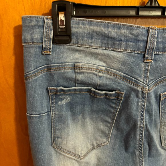 Wax Jean Butt I‎ Love You Juniors 9 Blue Denim Distressed - Picture 11 of 16
